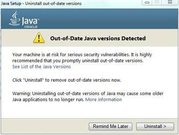 Java Out of Date